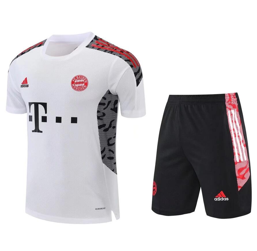 2021/22 Bayern Munich White Training Uniforms Shirt with Shorts